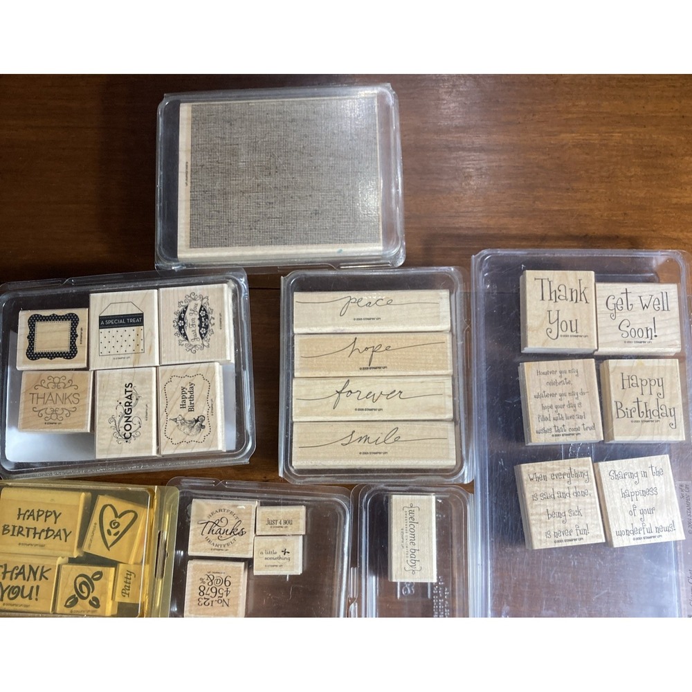 Stampin' Up lot of 7 wooden stamp sets 27 individual stamps